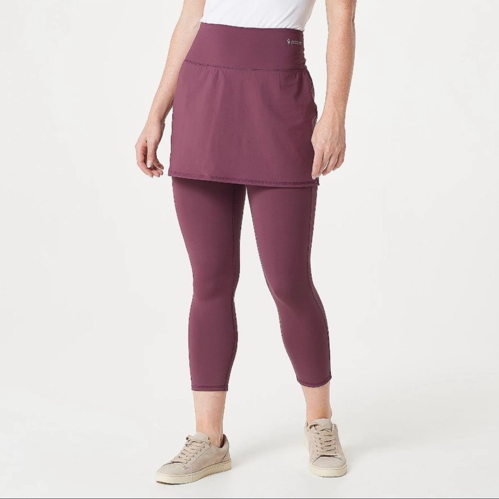 ZUDA Eggplant Cropped Skirted Z Move Legging Back Waist Pocket XXS